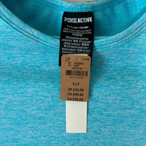 Pink Victorias Secret Seamless Baby Blue Long Sleeve Crop Top NWT Small - Picture 2 of 11